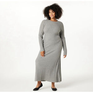 The Drop Women’s Ashlyn Ribbed Sweater Maxi Dress, Gray Heather, 2X